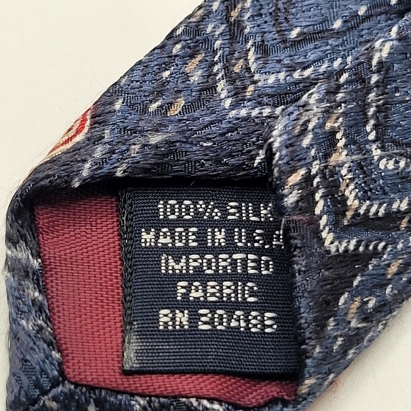 Stafford Blue Red Geometric 100% Silk Men's Tie - Picture 2 of 4